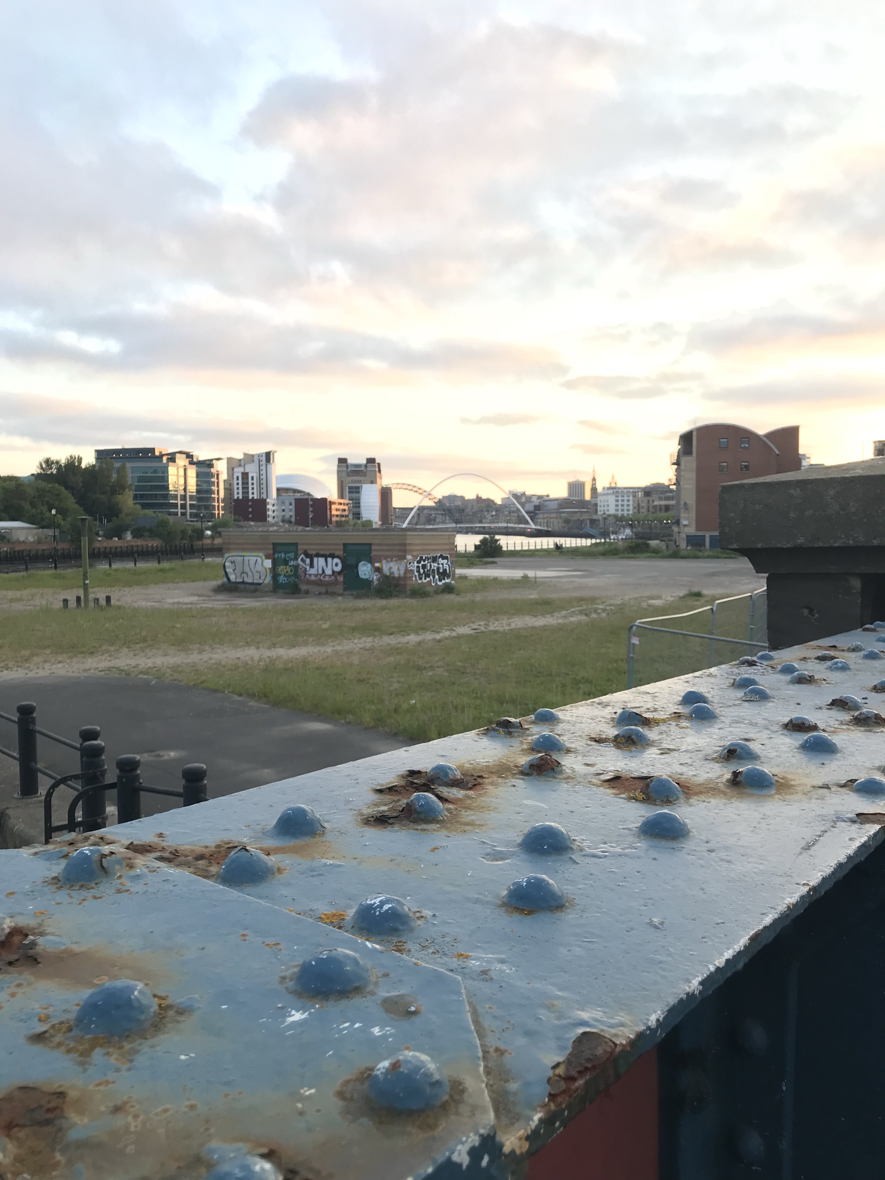 Taken from the river bank with steel girders as you can cross the River Tyne.